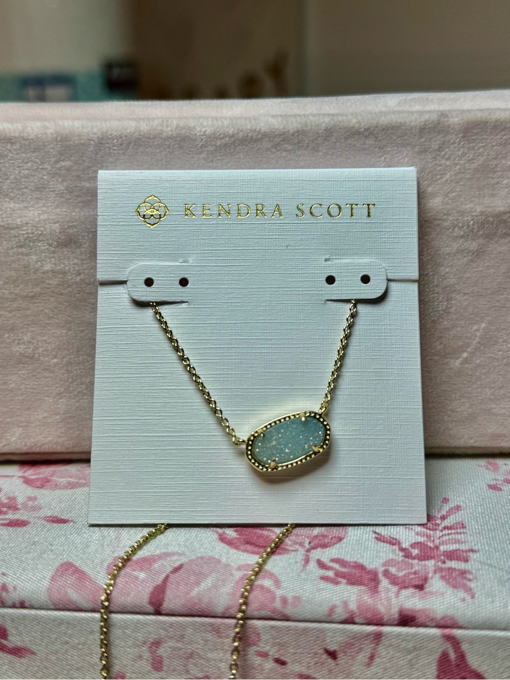 Kendra Scott Elisa Light Blue Drusy Pendant Necklace New